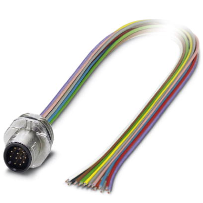Phoenix Contact M12 Receptacle; SACC-E-MS-12CON-M16/0;5 SCO; Male; 12-Pin; 12-Wire; A - Standard Key; Front Mount; 0.5m Lead Wire